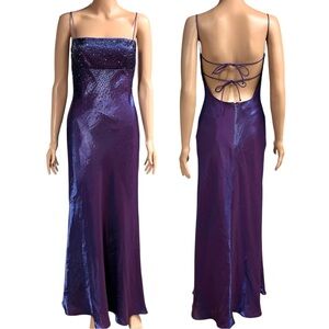 Vintage✨ | Morgan and Co. | 90s/Y2K Iridescent Purple/Blue Beaded Prom Dress